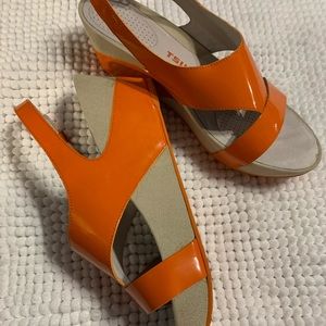 Orange sandals never worn